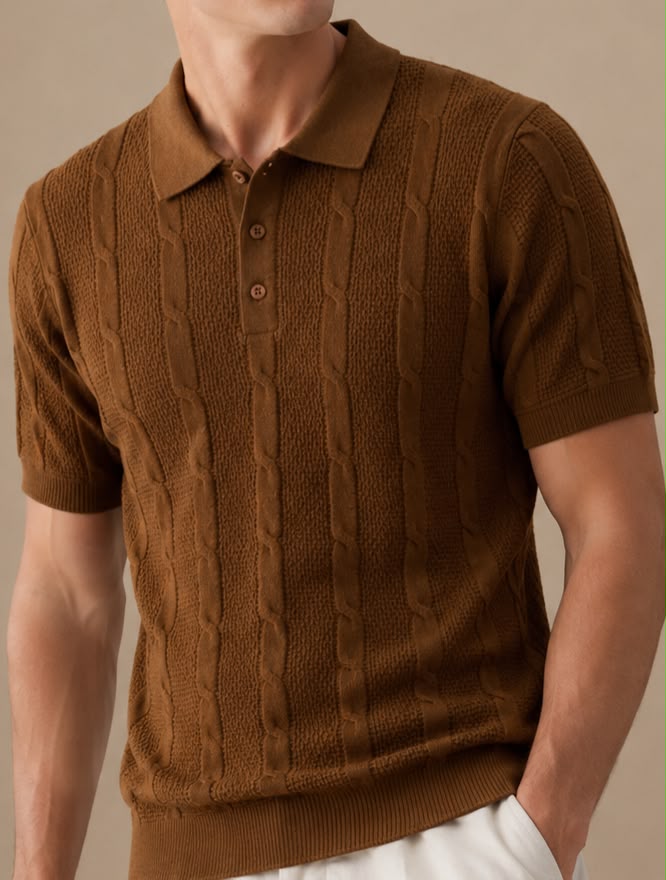 RIVIERA KNIT BROWN POLO