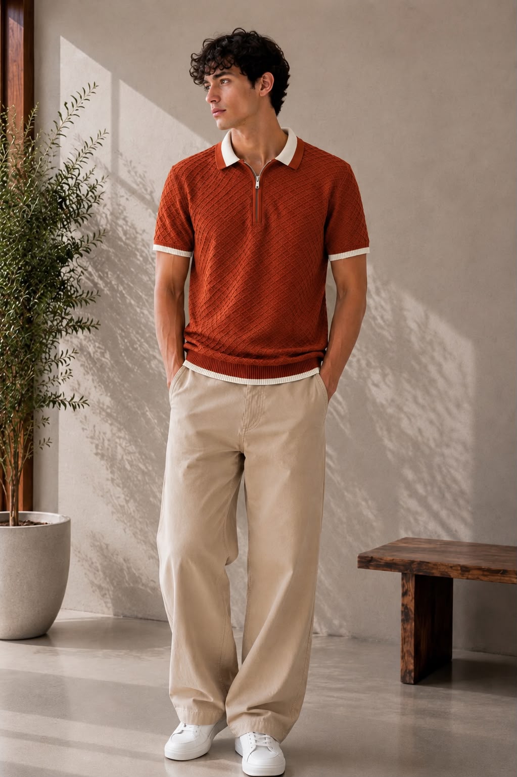 SANTORINI KNIT ORANGE POLO