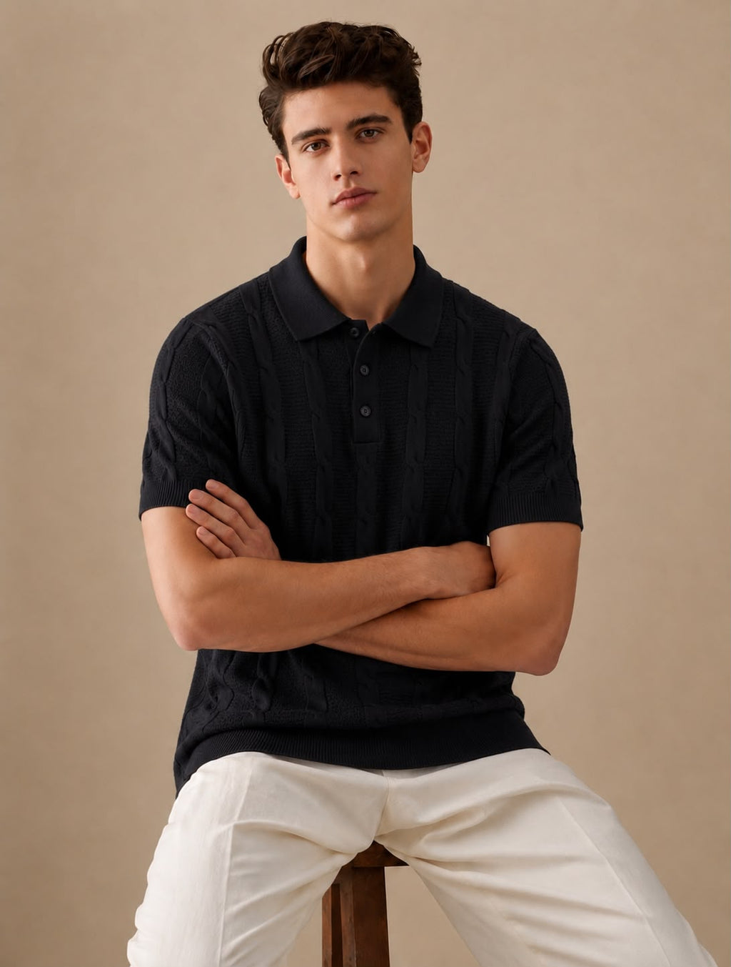 RIVIERA KNIT BLACK POLO
