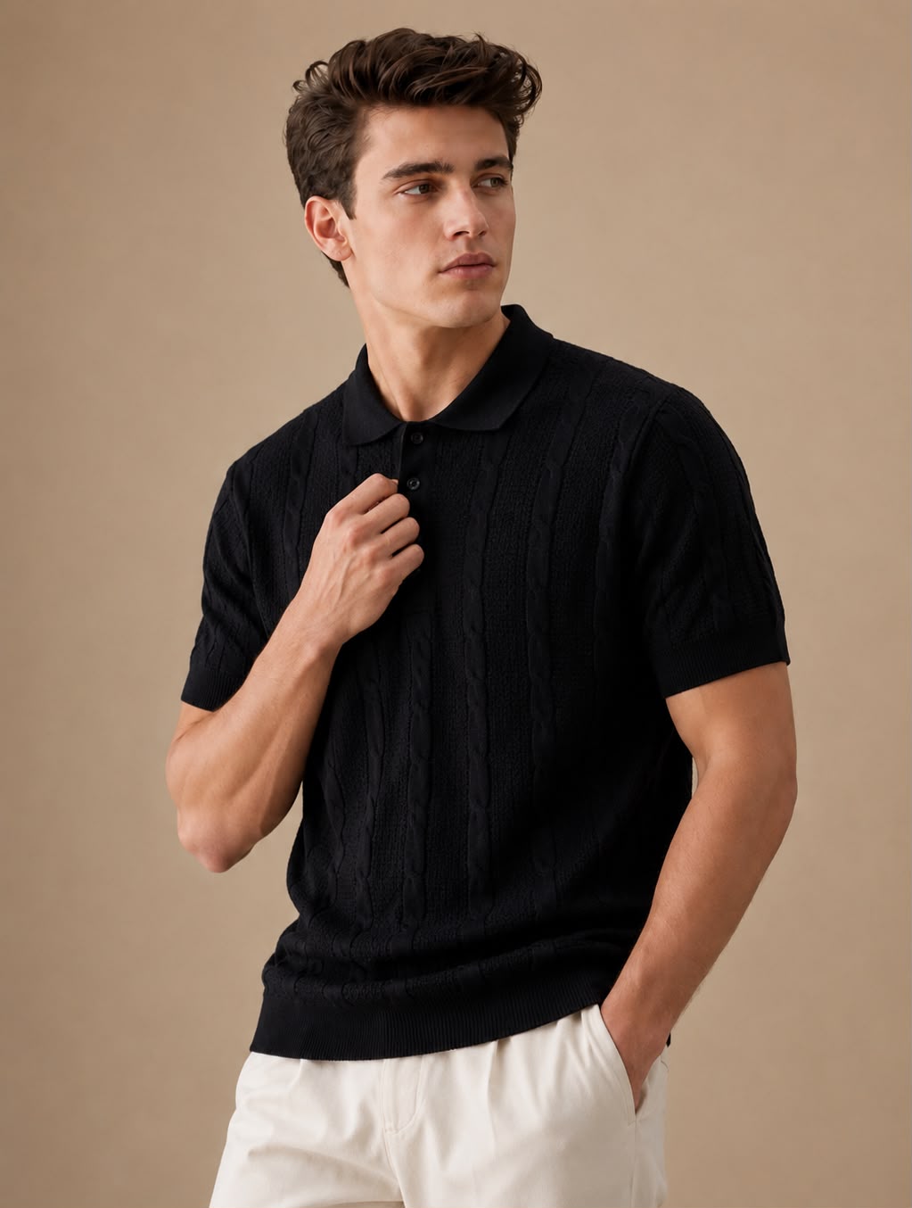 RIVIERA KNIT BLACK POLO