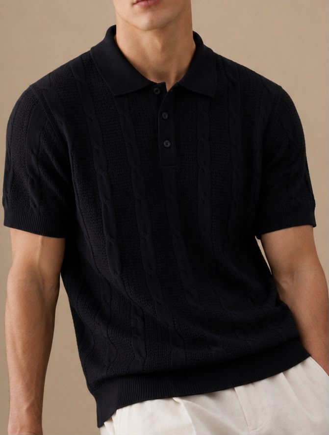 RIVIERA KNIT BLACK POLO