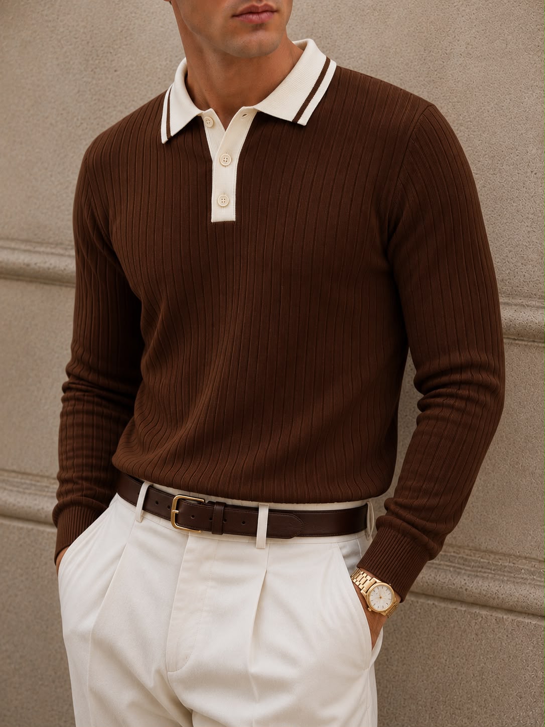 ELITE KNIT BROWN POLO