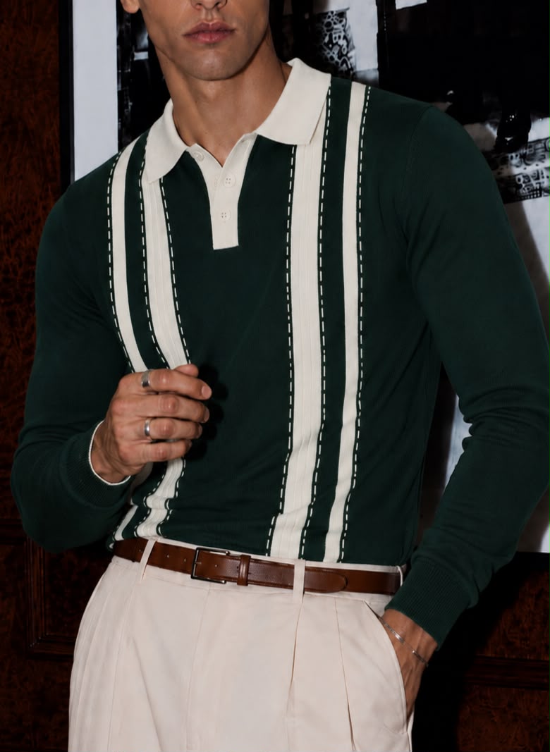 VALENCIA STRIPE FULL SLEEVES - FOREST GREEN