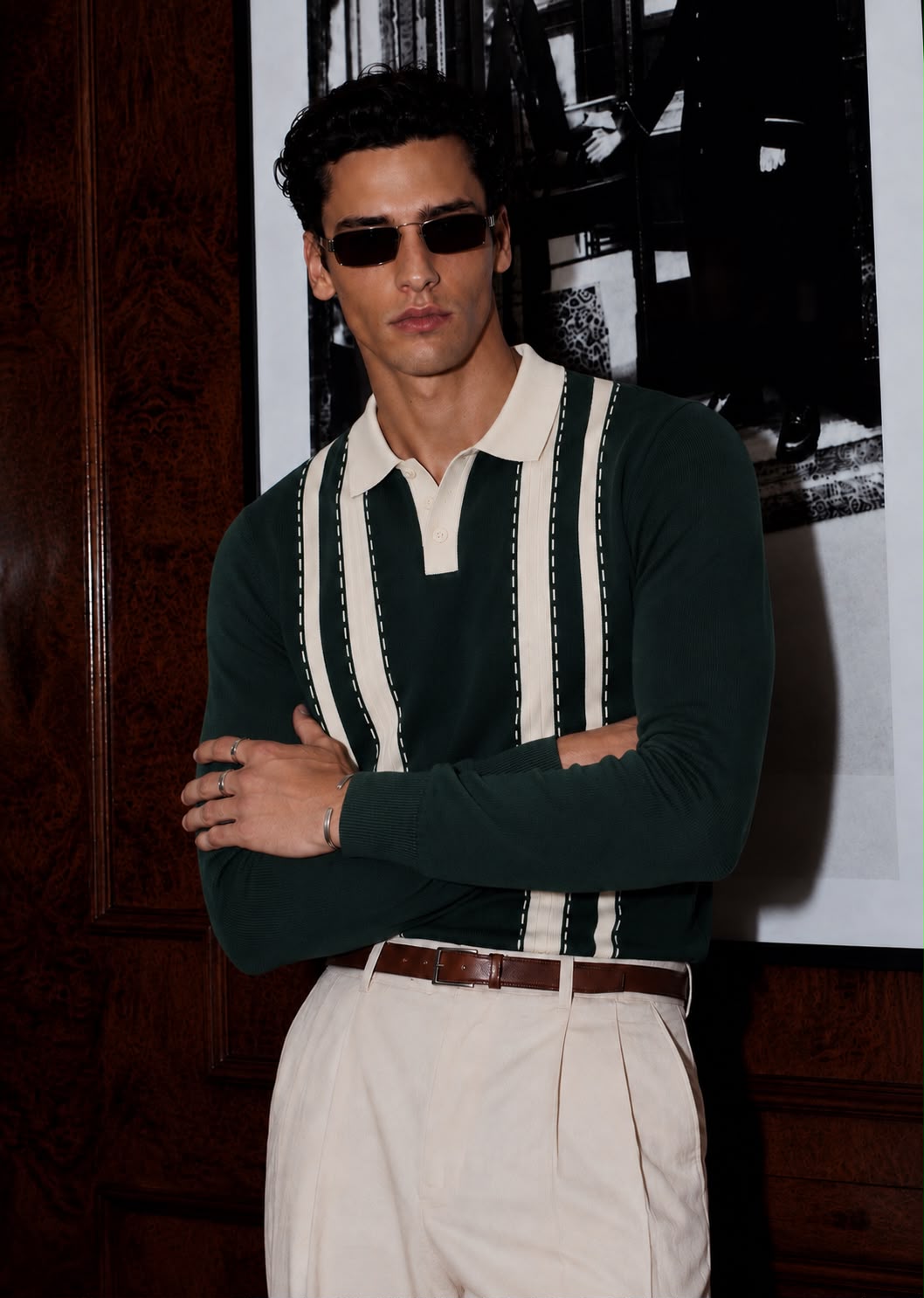 VALENCIA STRIPE FULL SLEEVES - FOREST GREEN