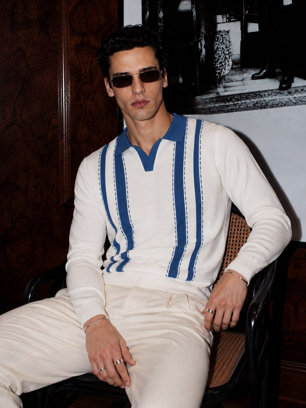 VALENCIA STRIPE FULL SLEEVES WHITE