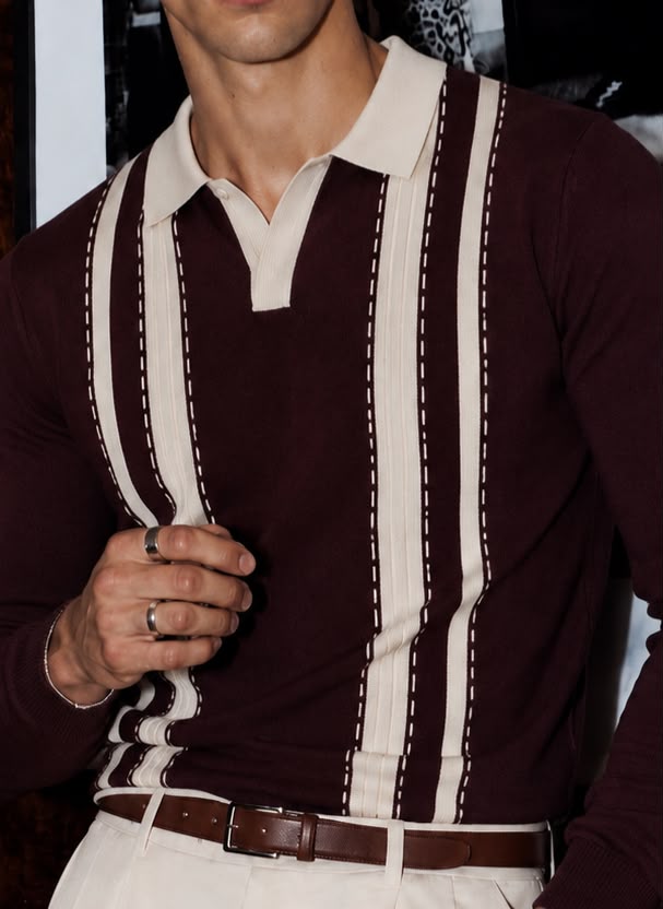 VALENCIA STRIPE FULL SLEEVES BROWN