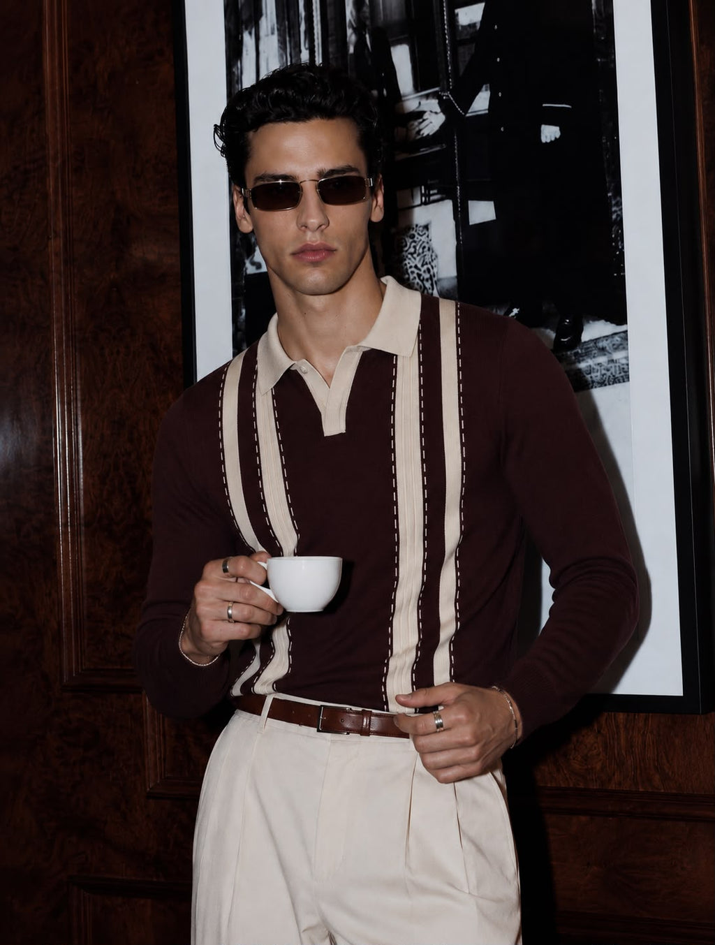 VALENCIA STRIPE FULL SLEEVES BROWN