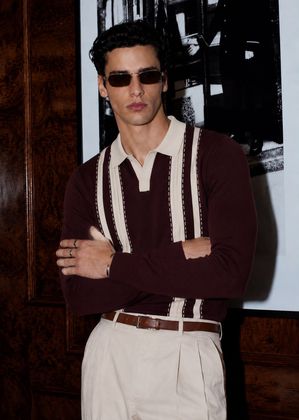 VALENCIA STRIPE FULL SLEEVES BROWN