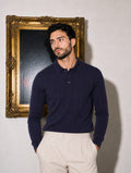 Royal Cable Knit Polo in Navy
