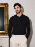 Royal Cable Knit Polo in Black